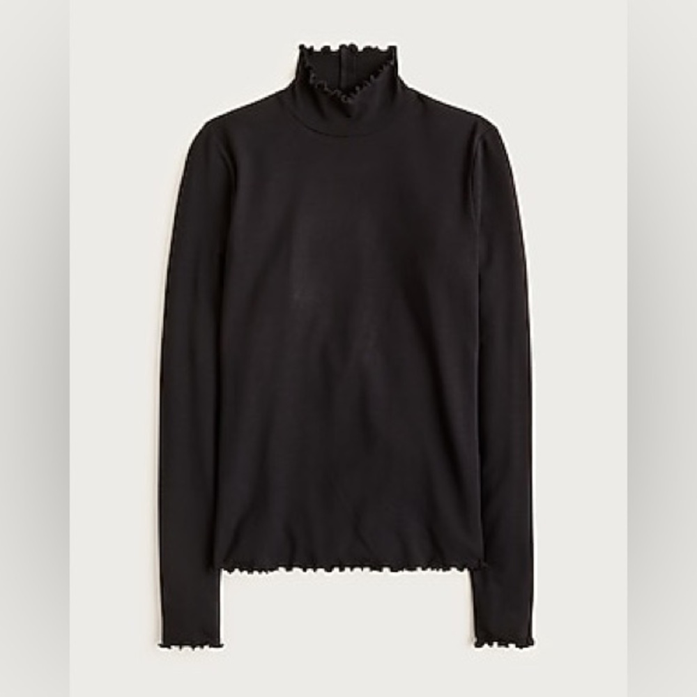 J crew black Wide-rib cashmere turtleneck sweater